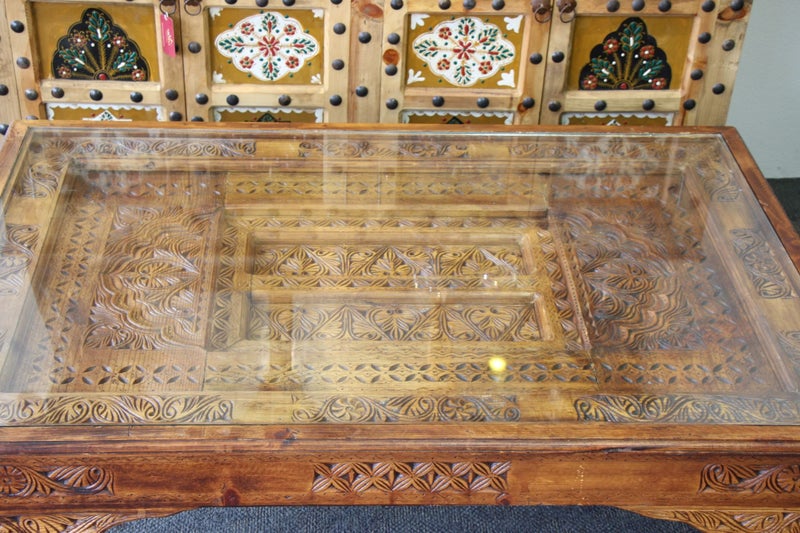 Xtra Large Handcrafted Coffee Table With Antique Grill Carousel 10