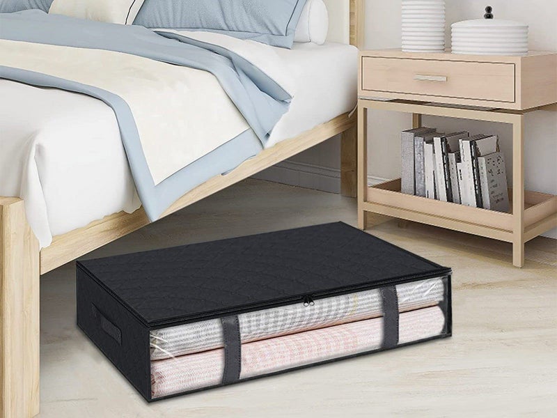 3Pcs Foldable Under Bed Storage Bins Clothes Storage Bags with Reinforced Handle Carousel 4