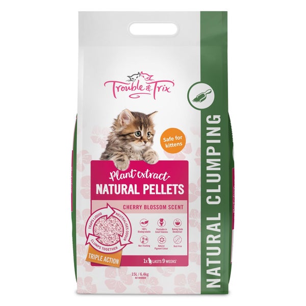 Trouble & Trix Natural TOFU Cat Litter Cherry Blossom 15L Carousel 1