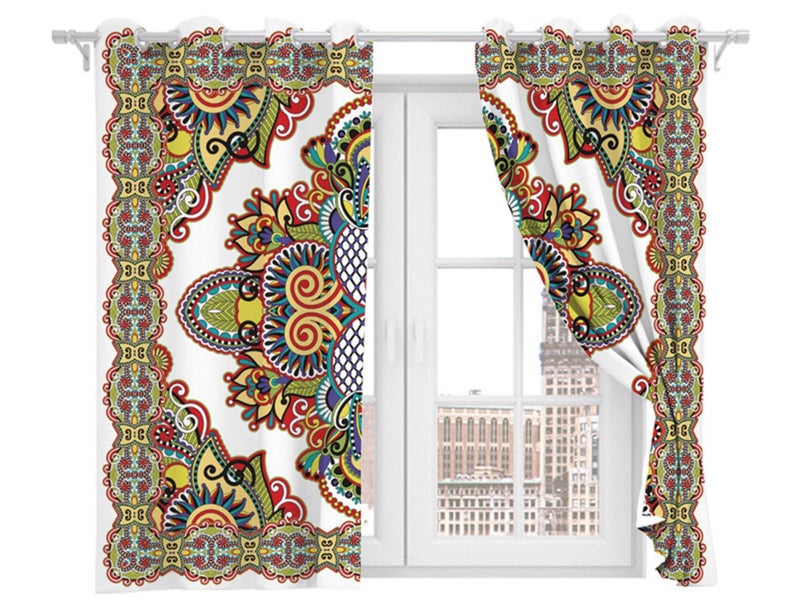 Pair of Printed Full Blackout Curtains Thermal Insulated Curtains Style 5 Small Carousel 1