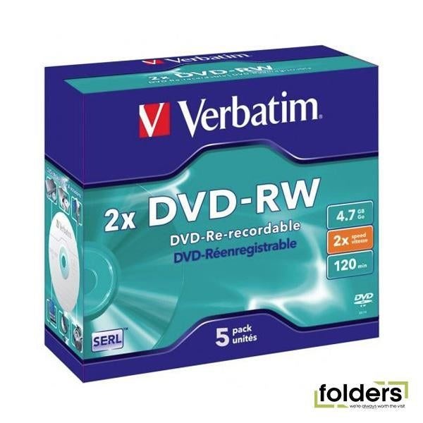 Verbatim DVD-RW 4.7GB 2x 5 Pack with Jewel Cases Carousel 1
