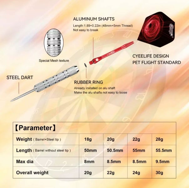 Cyeelife 22g Darts in case Carousel 6