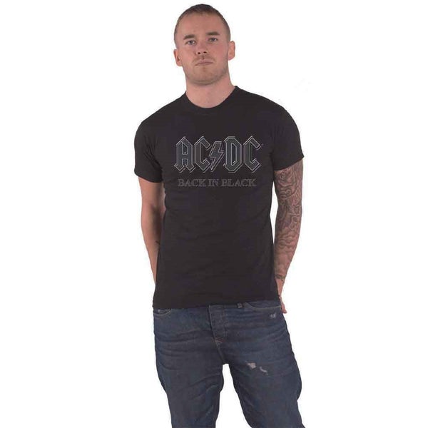 AC/DC T Shirt Back In Black Band Logo new Official Unisex Black Carousel 1