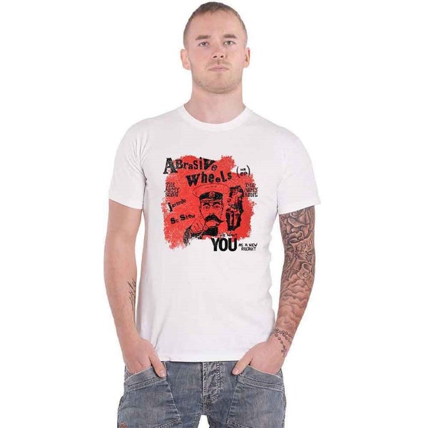 Abrasive Wheels T Shirt Army Song Band Logo new Official Mens White Carousel 1