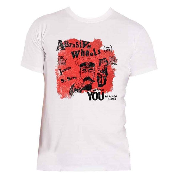 Abrasive Wheels T Shirt Army Song Band Logo new Official Mens White Carousel 4