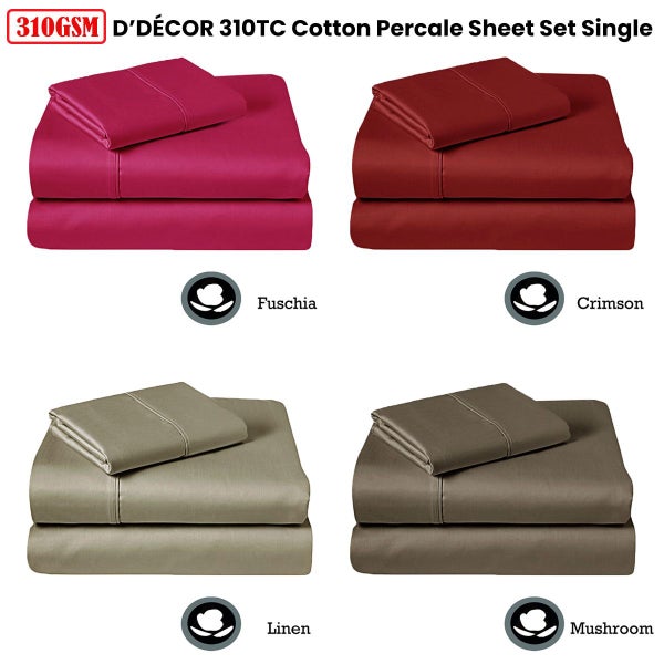 310TC Fusion Cotton Percale Sheet Set Single Carousel 2