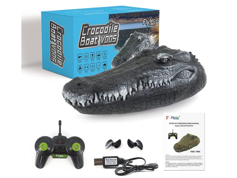 Art Decoration 2 In 1 Floating Crocodile Head RC Boat For Pond,Garden,Pool Carousel 1