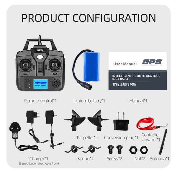 Version Of 40 Points GPS 500M Auto Return RC Bait Boat With Steering Light Carousel 15