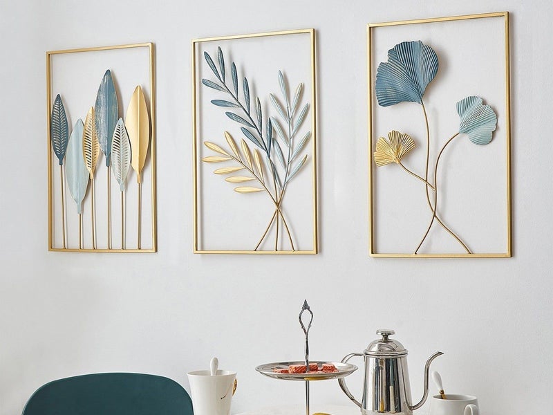 3 X Metal Wall Decor Leaf Wall Hanging Decoration Wall Art Home Decor Wall Ledge Carousel 2