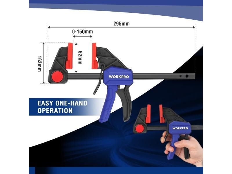 WORKPRO 1/2PC 6-Inch/150mm Wood Clamp Quick Release One-Hand Operation Bar Carousel 1