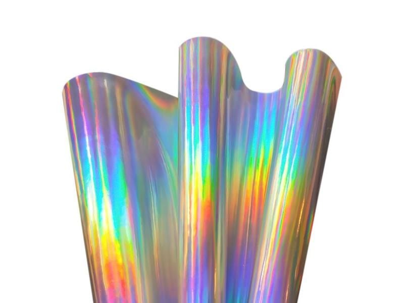 Hologram Iridescent Rainbow Mirrored Faux PU Leather Synthetic Laser Carousel 1