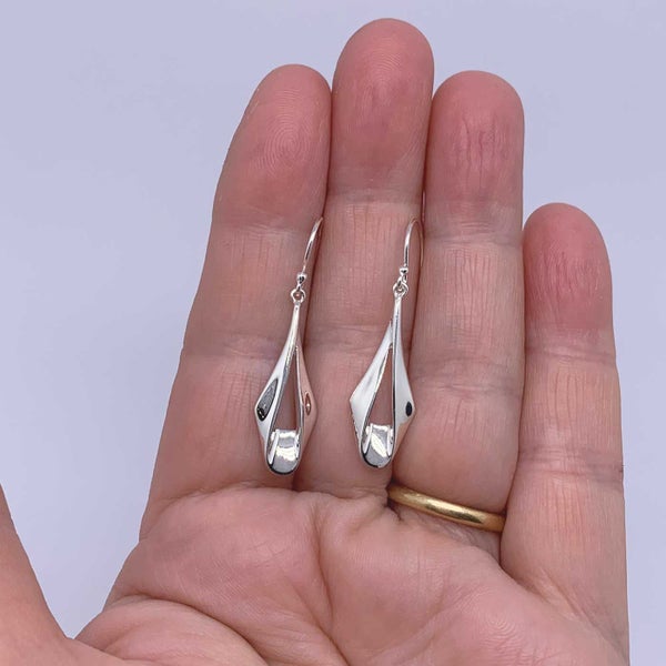 925 Sterling Silver Folded Drop Earrings "Kelthra" Carousel 2