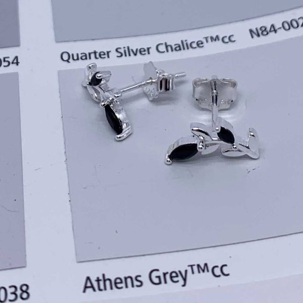 925 Sterling Silver Black Flower Stud Earrings "Giselle" Carousel 2
