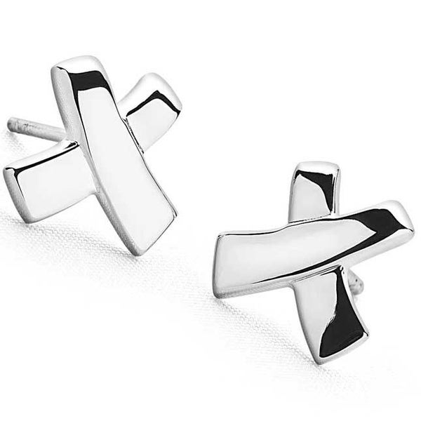 925 Sterling Silver Stud Cross Design Earring "Hiriwa" Carousel 1