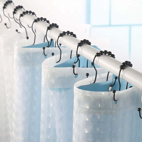 Shower Curtain Hooks, 12 Pcs Shower Curtain Rings, Stainless Steel Roller Rust-r Carousel 2
