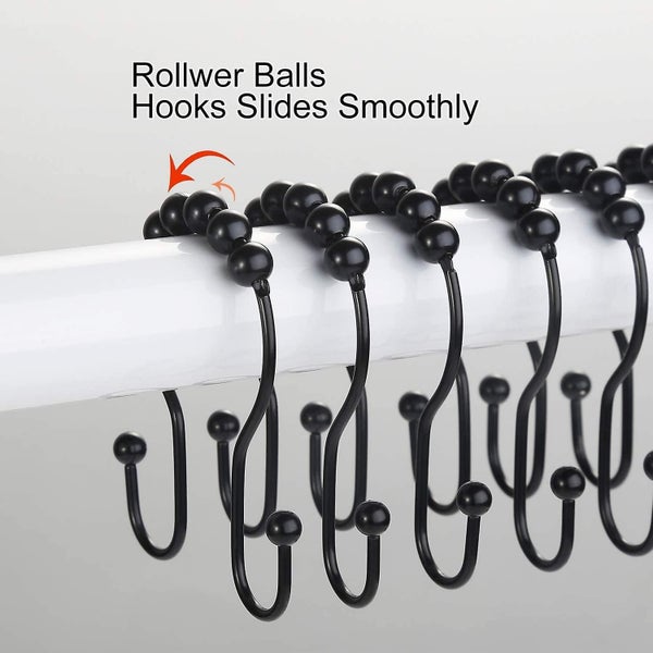 Shower Curtain Hooks, 12 Pcs Shower Curtain Rings, Stainless Steel Roller Rust-r Carousel 5