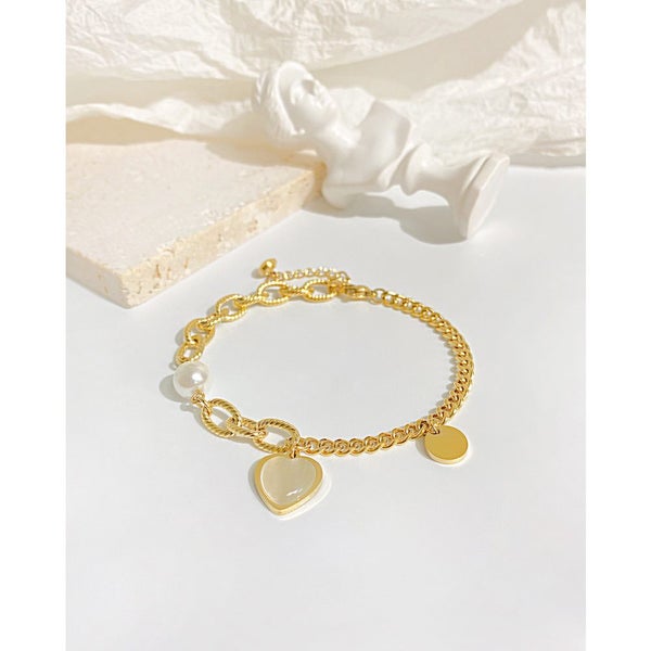 Geometric Design Heart Pearls Bracelet Stainless Steel Bracelet Carousel 2