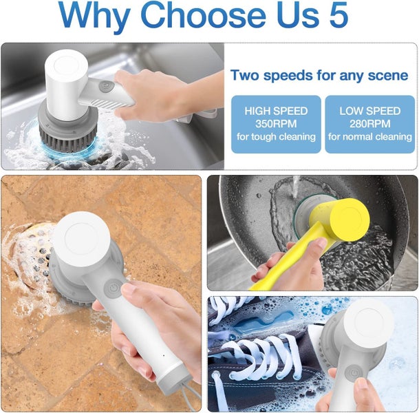 Wireless Electric Cleaning Brush Housework Kitchen Dishwashing Brush Carousel 7