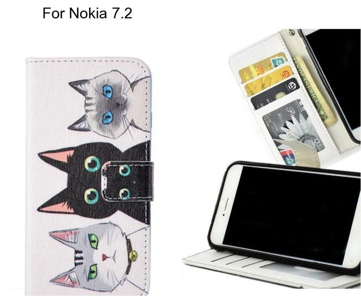 Nokia 7.2 case 3 card leather wallet case printed ID Carousel 1