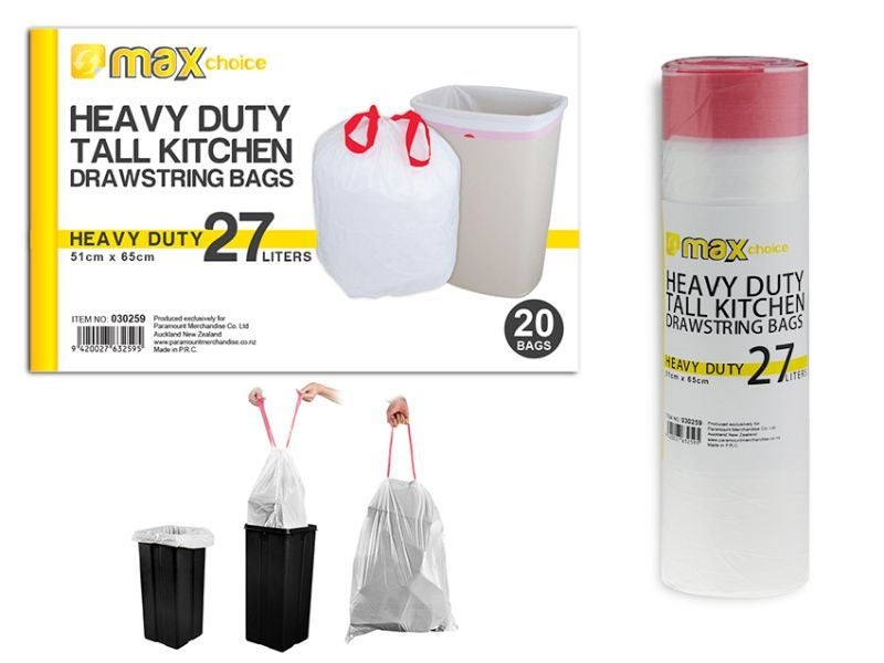 Draw String Kitchen Tidy Bags - MC Medium HD 27L (24 Packs) Carousel 1