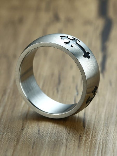 Men's Stainless Steel Cross Minimalist Band Ring Carousel 2