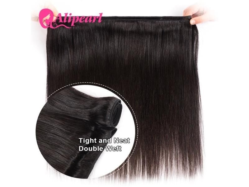 100 Human Hair Bundles 4x4 Lace Closure Brazilian Straight Hair Weave 3 Bundles Carousel 1