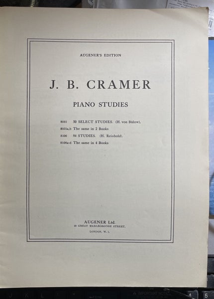 J. B. Cramer Bulow Piano Studies Book II Augener's Edition No 8055B Carousel 2