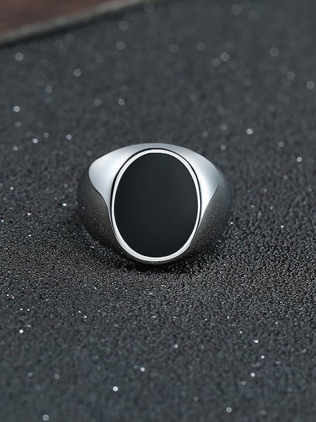 Men's Titanium Steel Black Onyx Band Ring - SALE! Carousel 2
