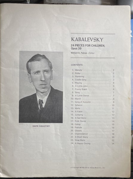 Kabalevsky 24 Pieces For Children Opus 39 for the Piano Carousel 2
