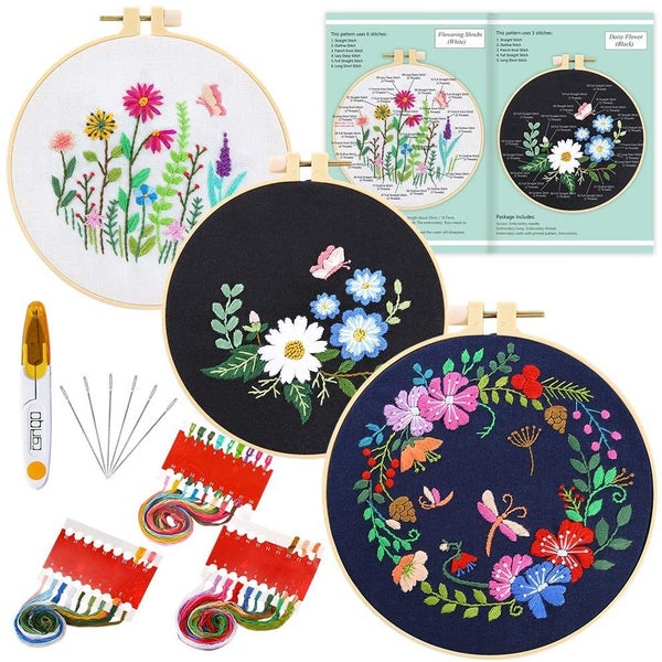 3 Sets Embroidery Kit,Cross Stitch Kits Carousel 1