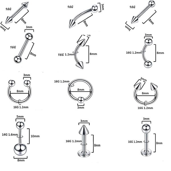 Body Piercing Tool Kit Ear Nose Navel Nipple Needles Set Carousel 2