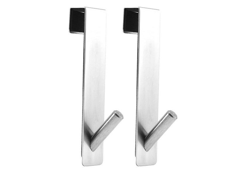 2Pcs Bathroom Over Door Hook Glass Door Hook Stainless Steel Towel Hanger Silver Carousel 1