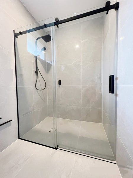 Frameless Shower Glass Rectangle1600wx1950h Matte Black Sliding Door $119062936668796034113