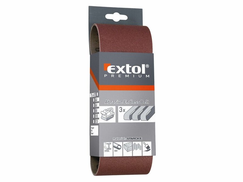 EXTOL Sanding Belts P60 75x533mm Pkt 3 Carousel 1