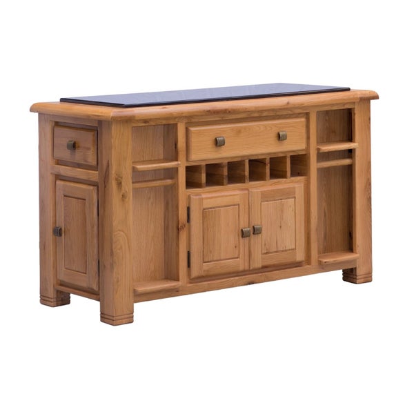 Danube Large Granite Top Oak Kitchen Island Carousel 1