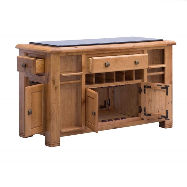 Danube Large Granite Top Oak Kitchen Island Carousel 6