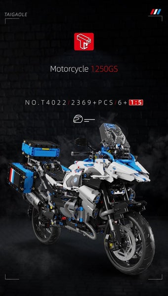 1:5 Scale 2369pcs Lego style R1250GS adventure bike Model builder set Carousel 2
