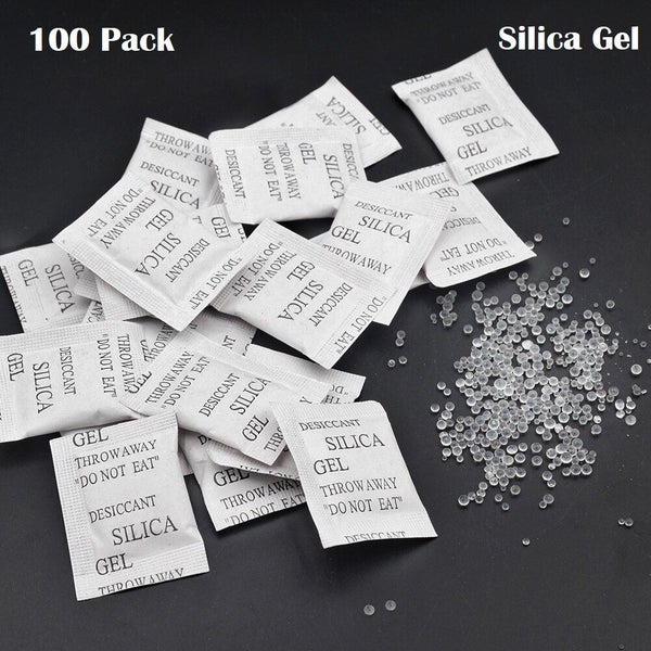 100 Pack 1 Gram Silica Gel Non-Toxic Desiccant Sachet Damp Moisture Absorber Carousel 1