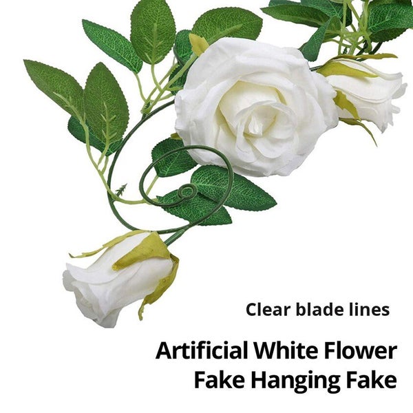 2M White Artificial Flowers Vine Fake Rose Flower Rattan for Wedding Carousel 6