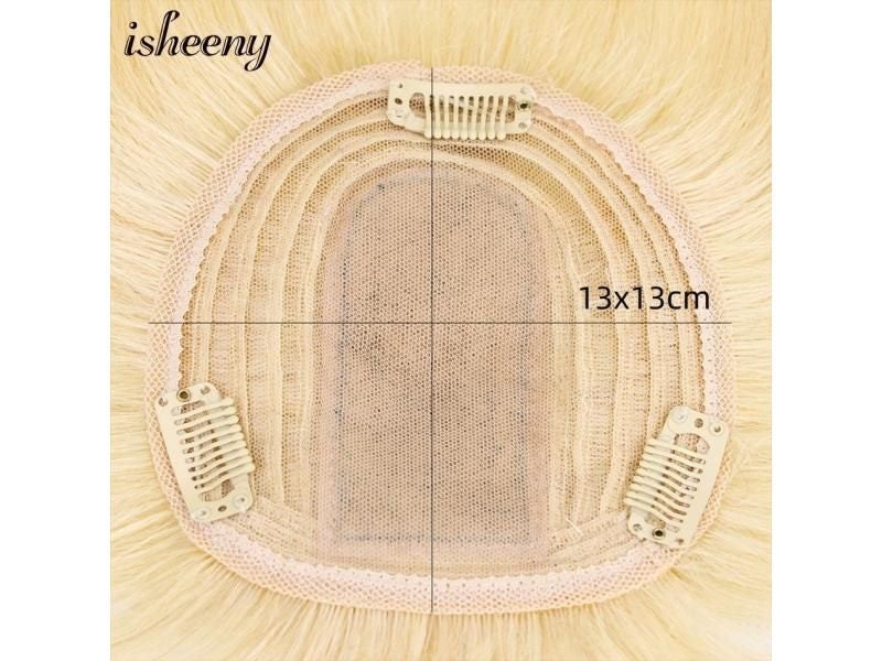 8"-18" Blonde Natural Human Hair Topper Bangs Toupee Women Clip In Hair Pieces Carousel 1