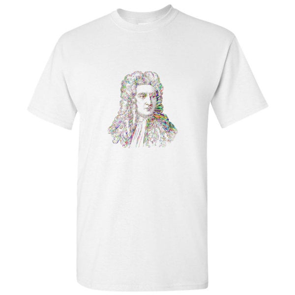 Sir Isaac Newton Portrait Art Science Cool Design White Mens T Shirt Tee Tops Carousel 1