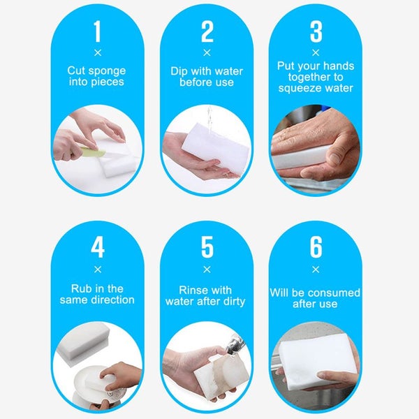 50pcs Magic Sponge Multi-Functional Cleaning Eraser Melamine Sponge Carousel 6