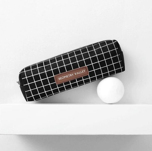 1PCS Small Fresh Square Lattice Dots Pencil Case Office Stationery Carousel 1