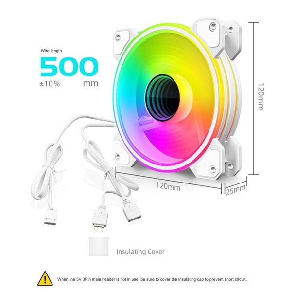 ARGB WHITE FAN COOLMOON WF1 PC 120mm Fan 5V 3Pin ARGB PWM PC Fan Carousel 2