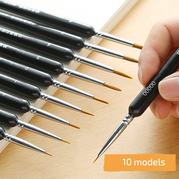 10 pcs Miniature Hook Line Pen art painting brushes weasel hair paint Carousel 2