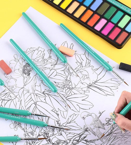 10 pcs Miniature Hook Line Pen art painting brushes weasel hair paint Carousel 7