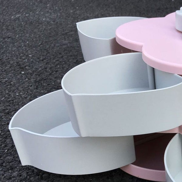 Rotating Snack Storage Box Food Candy Bloom Jewelry Organizer Kids Carousel 7