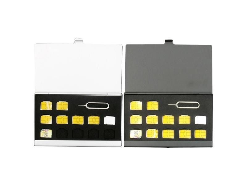 Portable Aluminum SIM Card Storage Box For Apple Samsung 56 Phones Carousel 2