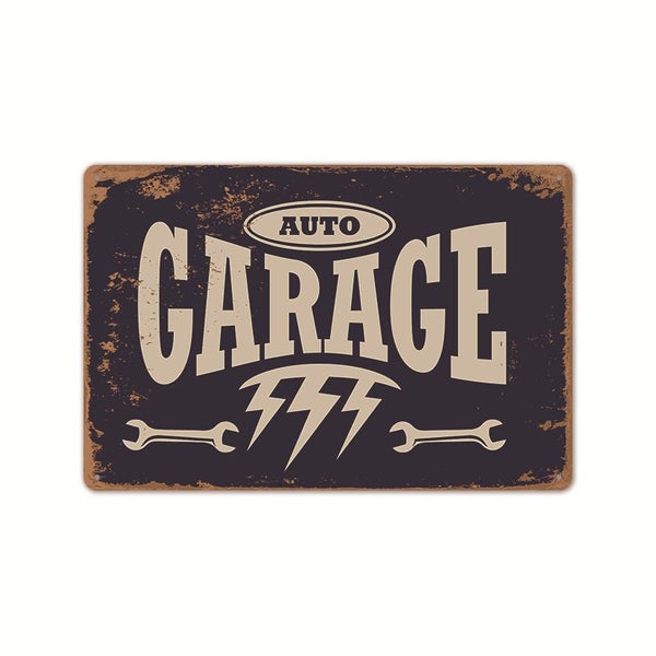 Vintage Garage Service Open Metal Plaque Tin Sign Carousel 1