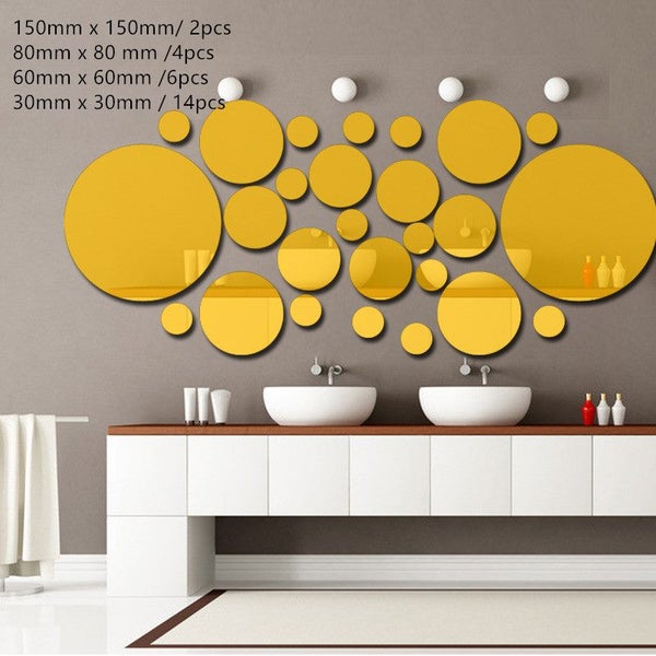 26 Pcs New Mirror Wall Sticker Round Shape Stickers Carousel 1